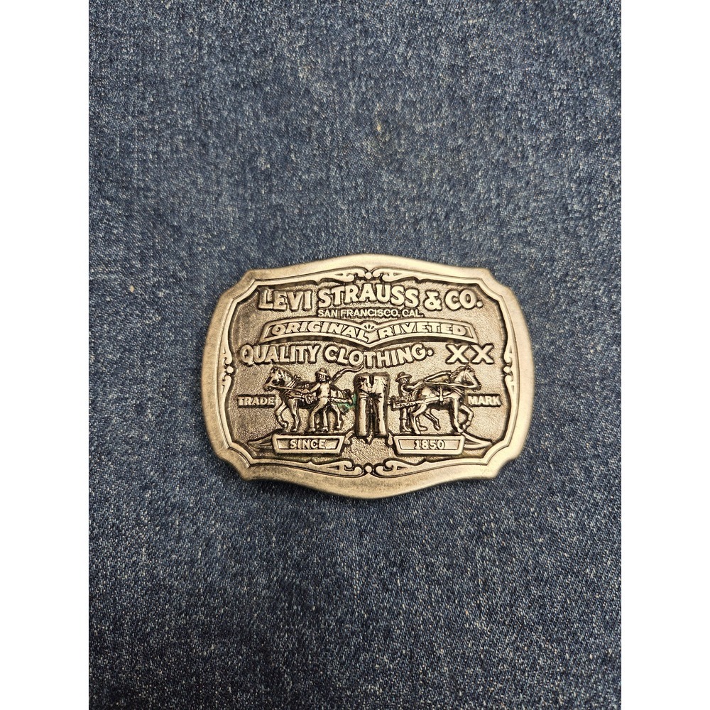 Vintage Levi Strauss Two Horse Brand Belt Buckle - Like New